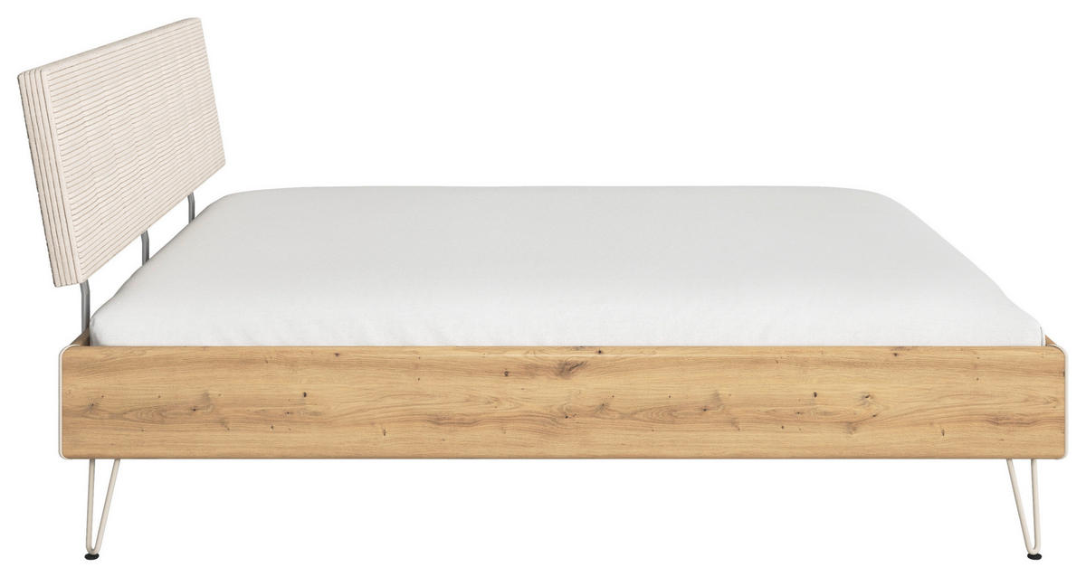 BETT 180/200 cm,  in Eiche Artisan,  - Champagner/Eiche Artisan, Design, Textil/Metall (180/200cm) - Carryhome
