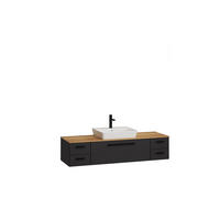 WASCHTISCHKOMBI 150,8 cm  - Dunkelgrau/Eichefarben, KONVENTIONELL, Keramik/Holzwerkstoff (150,8cm) - Belluti