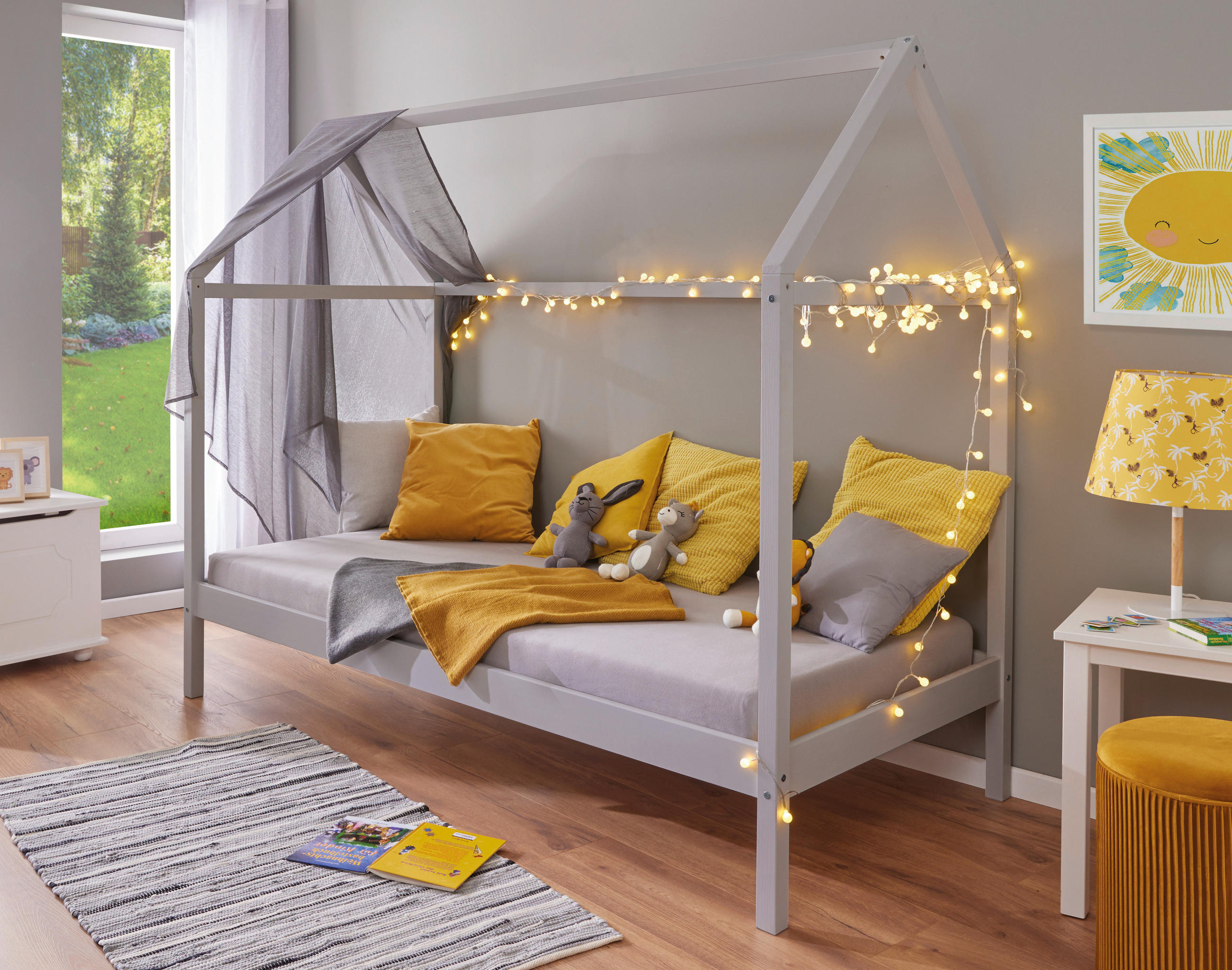 HAUSBETT 90/200 cm Hellgrau  - Hellgrau, Modern, Holz (90/200cm) - MID.YOU