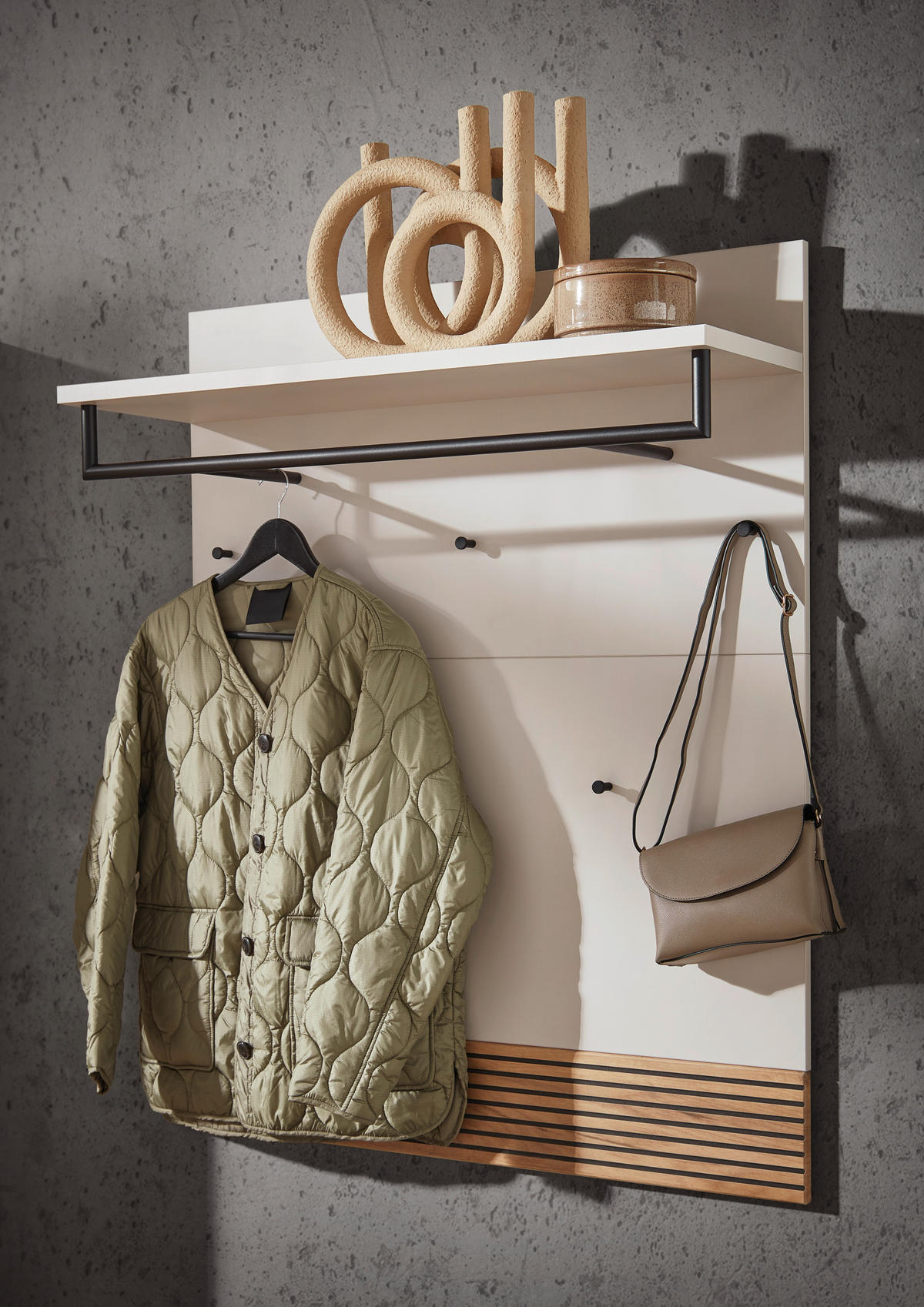 GARDEROBENPANEEL  in 90/113/29 cm  - Kaschmir/Eichefarben, Design, Holzwerkstoff (90/113/29cm) - Voleo