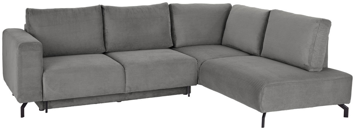 ECKSOFA Grau Cord  - Schwarz/Grau, MODERN, Textil (272/210cm) - P & B