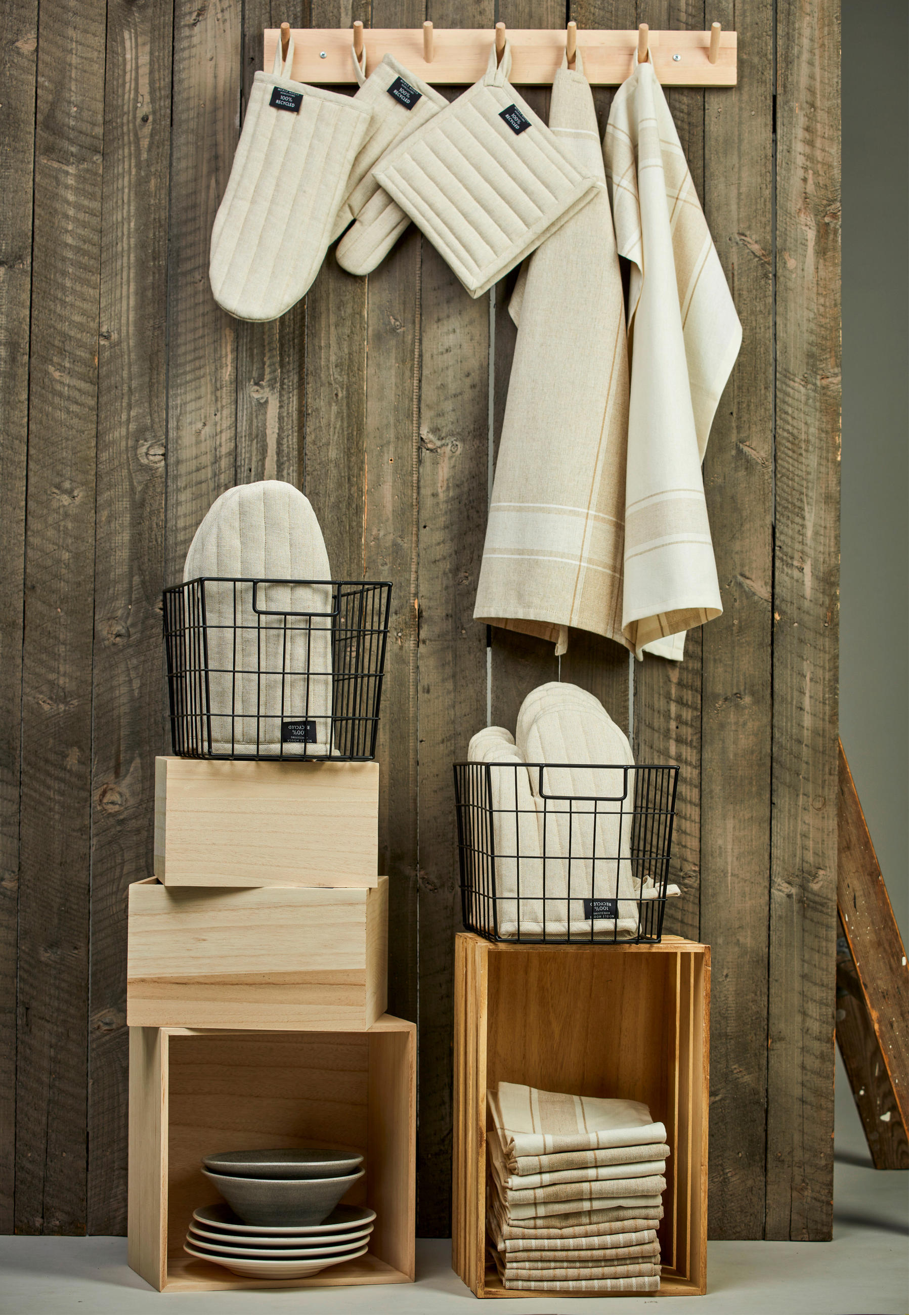 KÖKSHANDDUK SET vit, beige  - vit/beige, Basics, textil (50/70/0.4cm)
