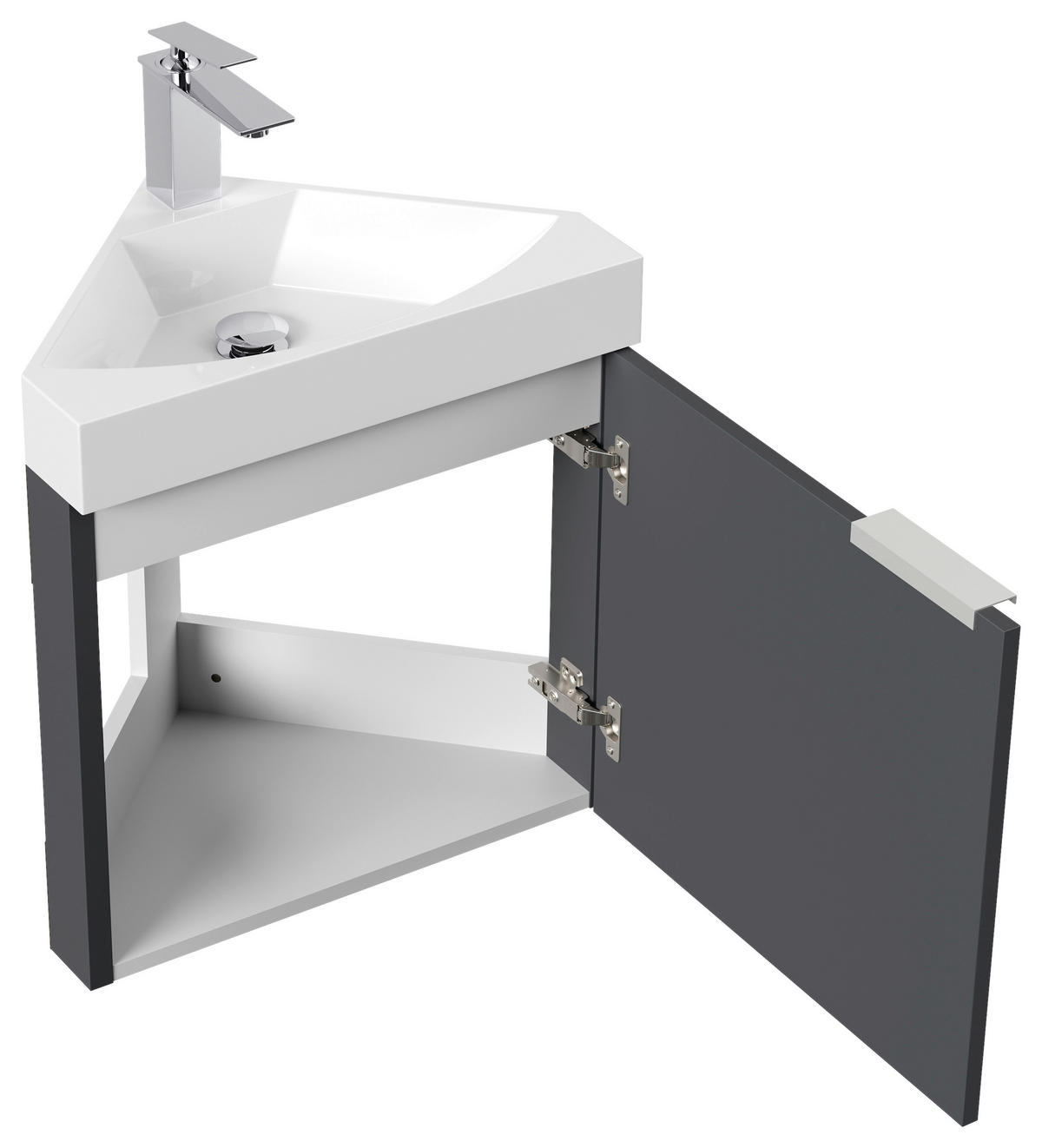 GÄSTEBAD 52,3 cm  - Graphitfarben, MODERN, Holzwerkstoff/Stein (52,3cm) - MID.YOU