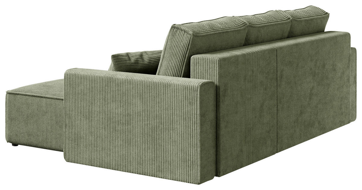 ECKSOFA Olivgrün Cord  - Schwarz/Olivgrün, KONVENTIONELL, Kunststoff/Textil (232/143cm) - Carryhome