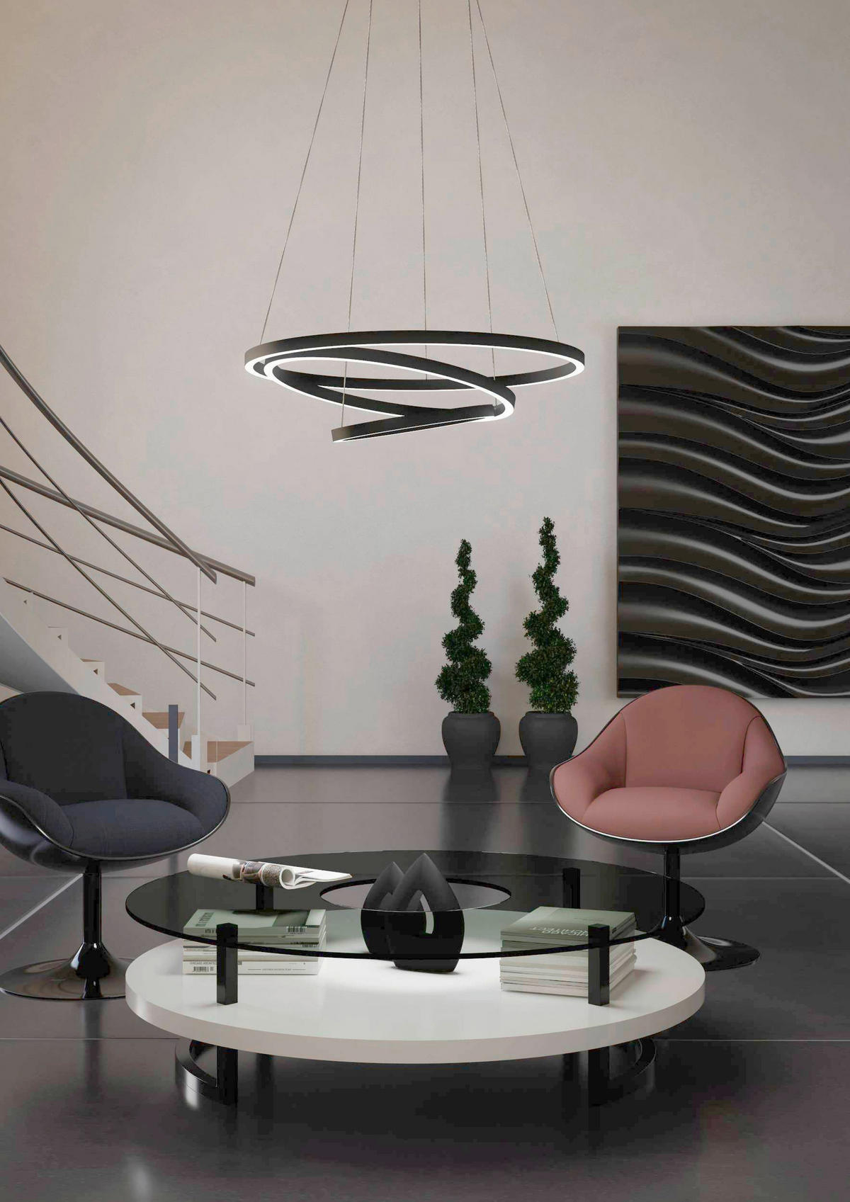 HÄNGELEUCHTE Lobinero-Z 58/110 cm   - Schwarz/Weiß, Design, Kunststoff/Metall (58/110cm) - Eglo