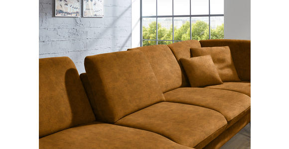 WOHNLANDSCHAFT in Velours Cognac - Cognac/Schwarz, Design, Textil/Metall (180/344/208cm) - Dieter Knoll