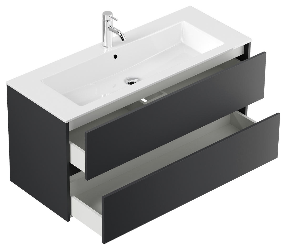 BADEZIMMER 5-teilig  in 120 cm  - Graphitfarben/Weiß, Basics, Holzwerkstoff/Stein (120cm) - MID.YOU