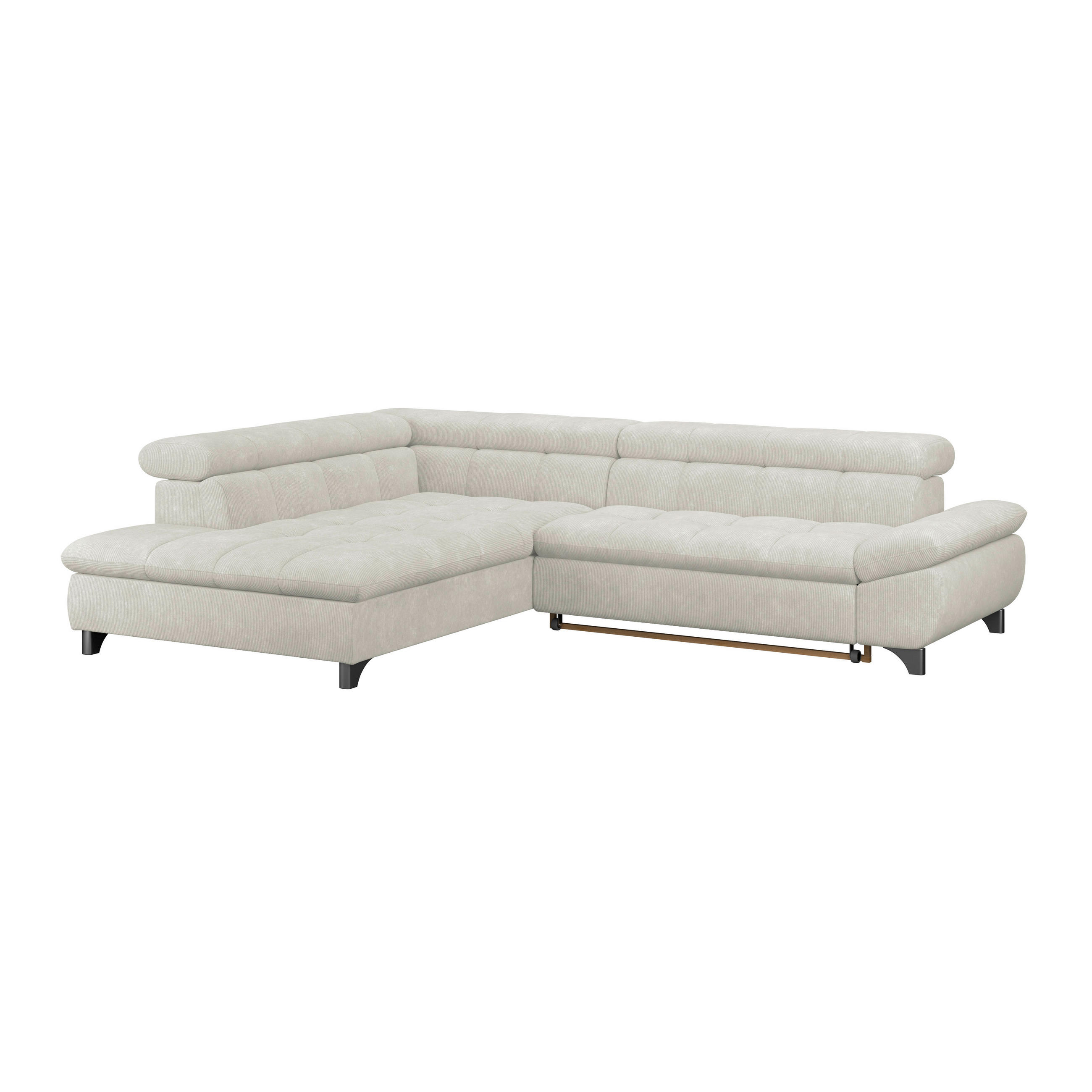 ECKSOFA Creme Chenille  - Chromfarben/Creme, KONVENTIONELL, Textil/Metall (234/312cm) - Livetastic