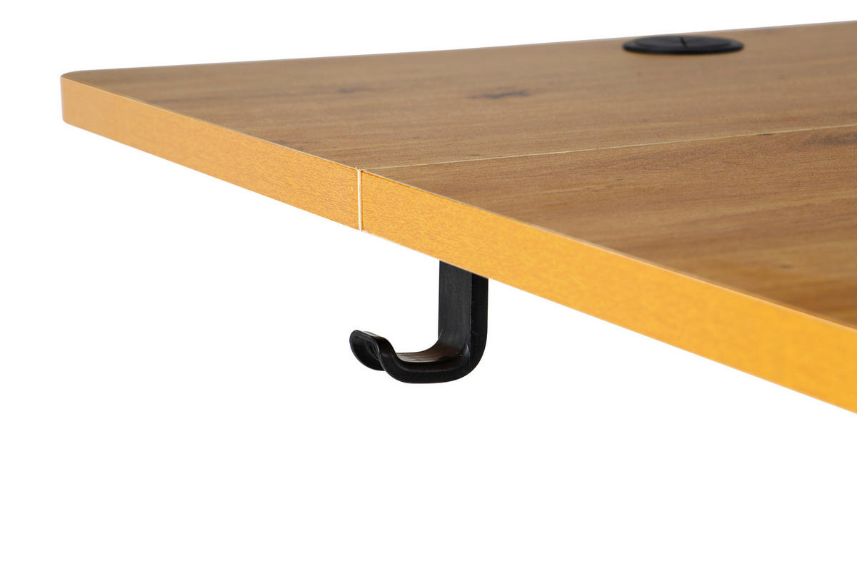SCHREIBTISCH 160/80/72/118 cm Weiss, Eichefarben höhenverstellbar elektrisch höhenverstellbar  - Weiss/Eichefarben, Modern, Holzwerkstoff/Metall (160/80/72/118cm) - Livetastic