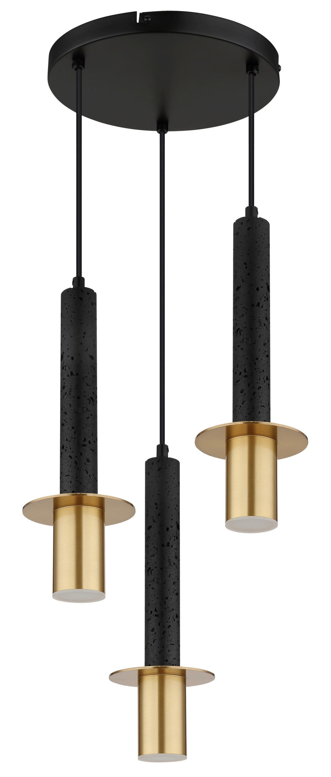 HÄNGELEUCHTE Shanna 33/130 cm  - Messingfarben/Schwarz, Design, Kunststoff/Stein (33/130cm) - Globo