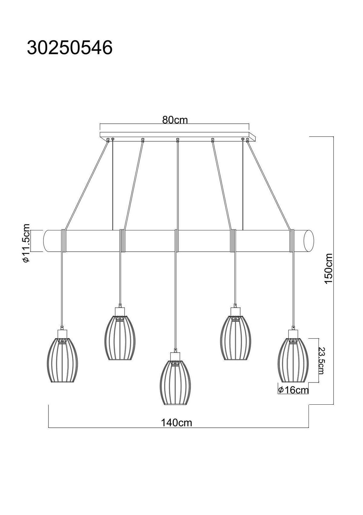 HÄNGELEUCHTE Berti 140/16/150 cm  - Schwarz/Braun, Design, Holz/Kunststoff (140/16/150cm) - Globo