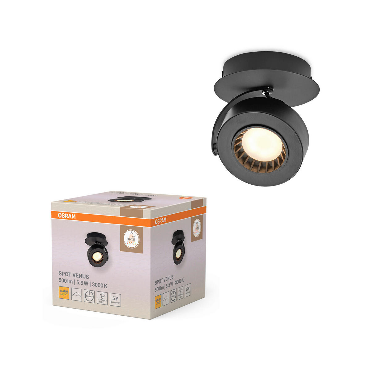 LED-STRAHLER 12,5/14/12 cm   - Schwarz, Basics, Kunststoff/Metall (12,5/14/12cm) - Osram