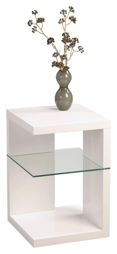 ODKLÁDACÍ STOLEK, bílá - bílá, Design, kompozitní dřevo/sklo (40/40/60cm) - Xora