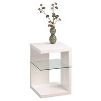 PRÍRUČNÝ STOLÍK, biela - biela, Design, kompozitné drevo/sklo (40/40/60cm) - Xora
