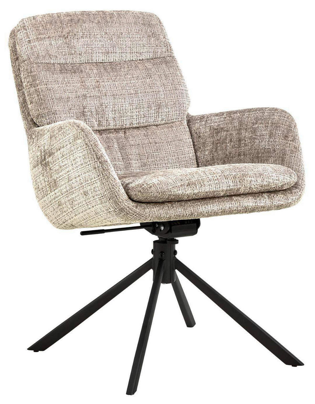 ARMLEHNSTUHL 2 Stück automatische Rückholfunktion Chenille  Schwarz, Beige  - Beige/Schwarz, MODERN, Textil/Metall (61/94/67cm) - MID.YOU
