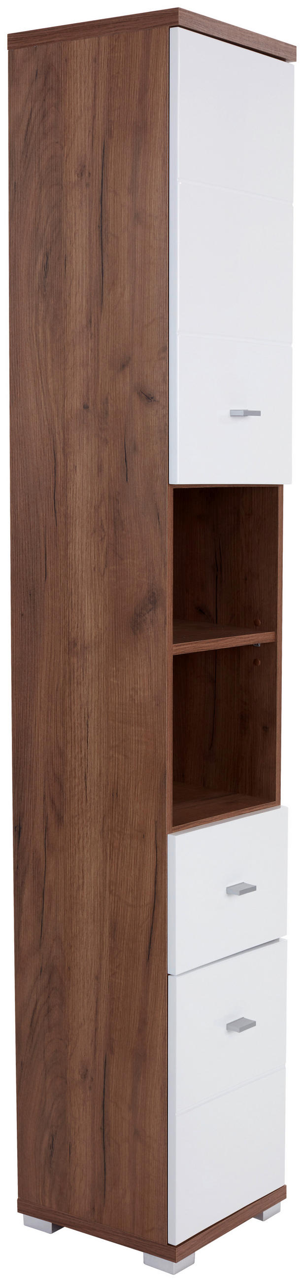 HOCHSCHRANK 35,5/190/31,5 cm  - Eichefarben/Alufarben, KONVENTIONELL, Holzwerkstoff/Kunststoff (35,5/190/31,5cm) - P & B