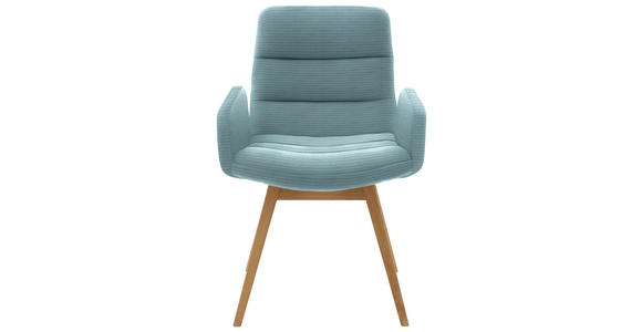 ARMLEHNSTUHL  in Cord  - Naturfarben/Hellblau, Design, Holz/Textil (61/88/66cm) - Dieter Knoll