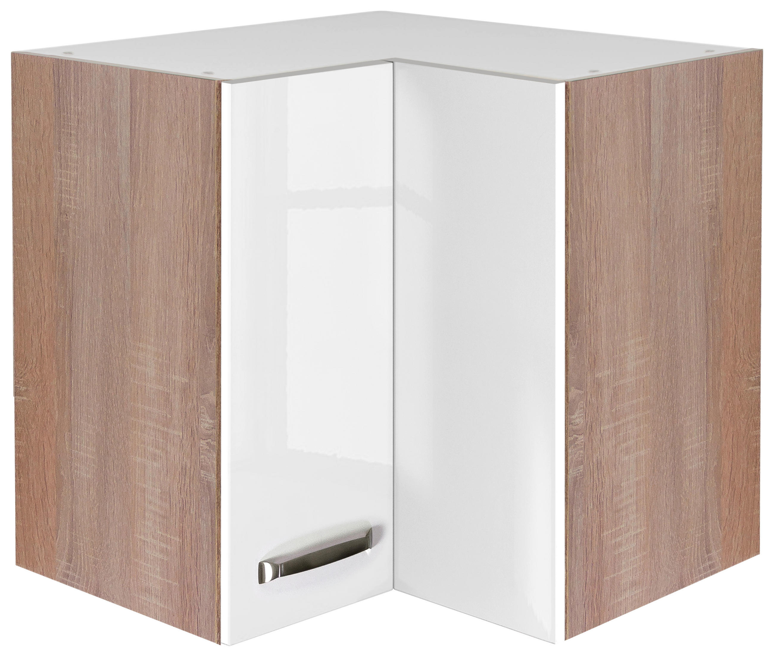 ECKOBERSCHRANK 60/54/60 cm - Edelstahlfarben/Weiß Hochglanz, MODERN, Holzwerkstoff/Metall (60/54/60cm) - FlexWell