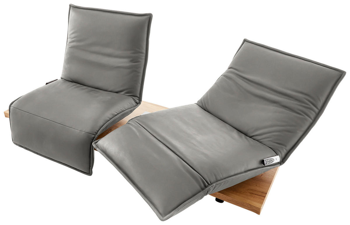 2-SITZER-SOFA in Leder Hellgrau  - Eichefarben/Hellgrau, Natur, Leder/Holz (240/63/115cm) - Koinor