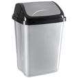 SCHWINGDECKELEIMER 10 l Kunststoff - Silberfarben/Schwarz, Basics, Kunststoff (19,5/25/37,5cm) - Homeware