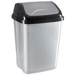 SCHWINGDECKELEIMER 10 l  Kunststoff  - Silberfarben/Schwarz, Basics, Kunststoff (19,5/25/37,5cm) - Homeware