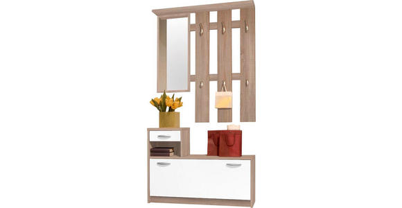 GARDEROBE 2-teilig  in 100/190/26 cm  - Eichefarben/Weiß, Design, Holzwerkstoff (100/190/26cm) - Carryhome