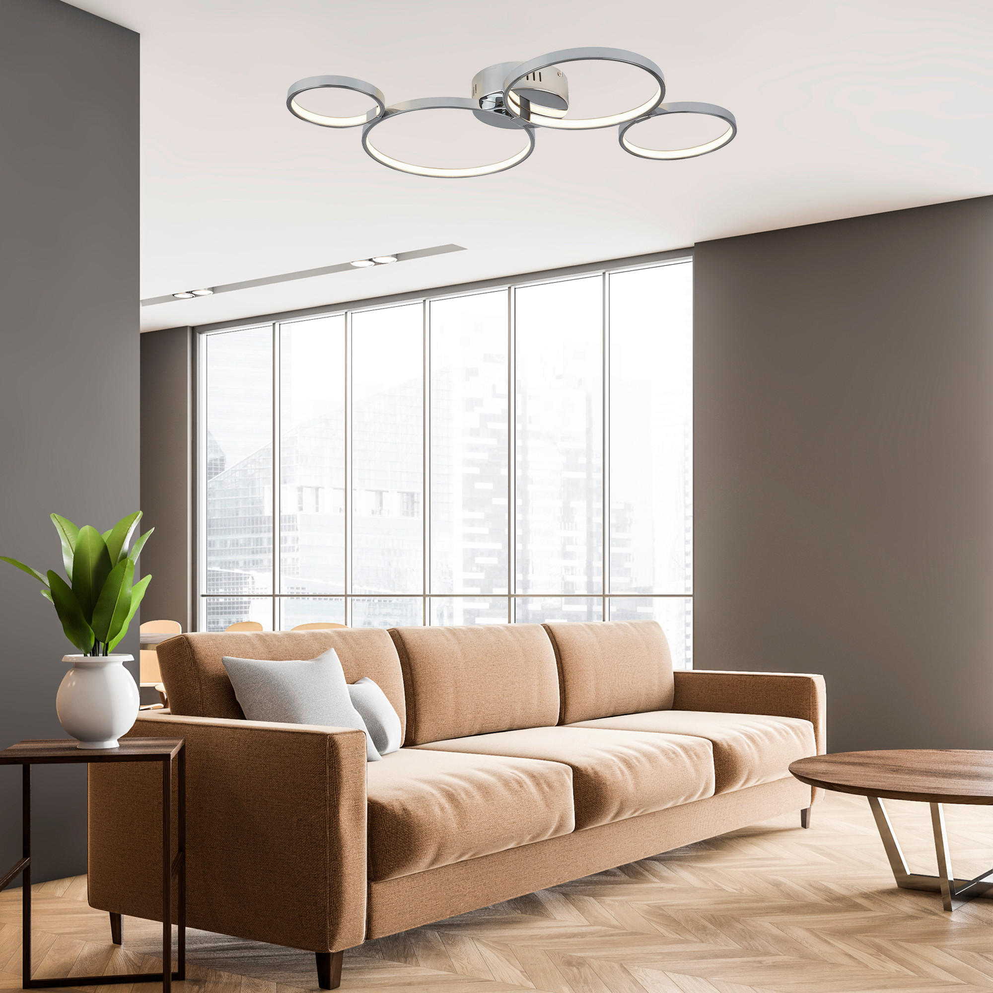 LED-DECKENLEUCHTE Solexa 75/50/7,4 cm   - Chromfarben/Weiß, MODERN, Kunststoff/Metall (75/50/7,4cm)