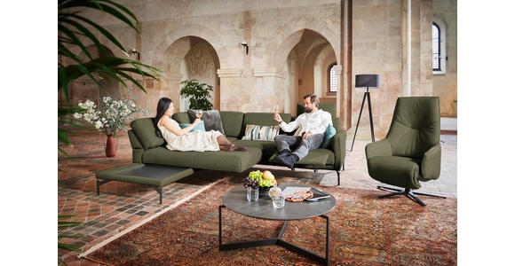 ECKSOFA  in Flachgewebe, Struktur Olivgrün  230/254 cm  - Anthrazit/Olivgrün, Design, Textil/Metall (230/254cm) - Johann Jakob