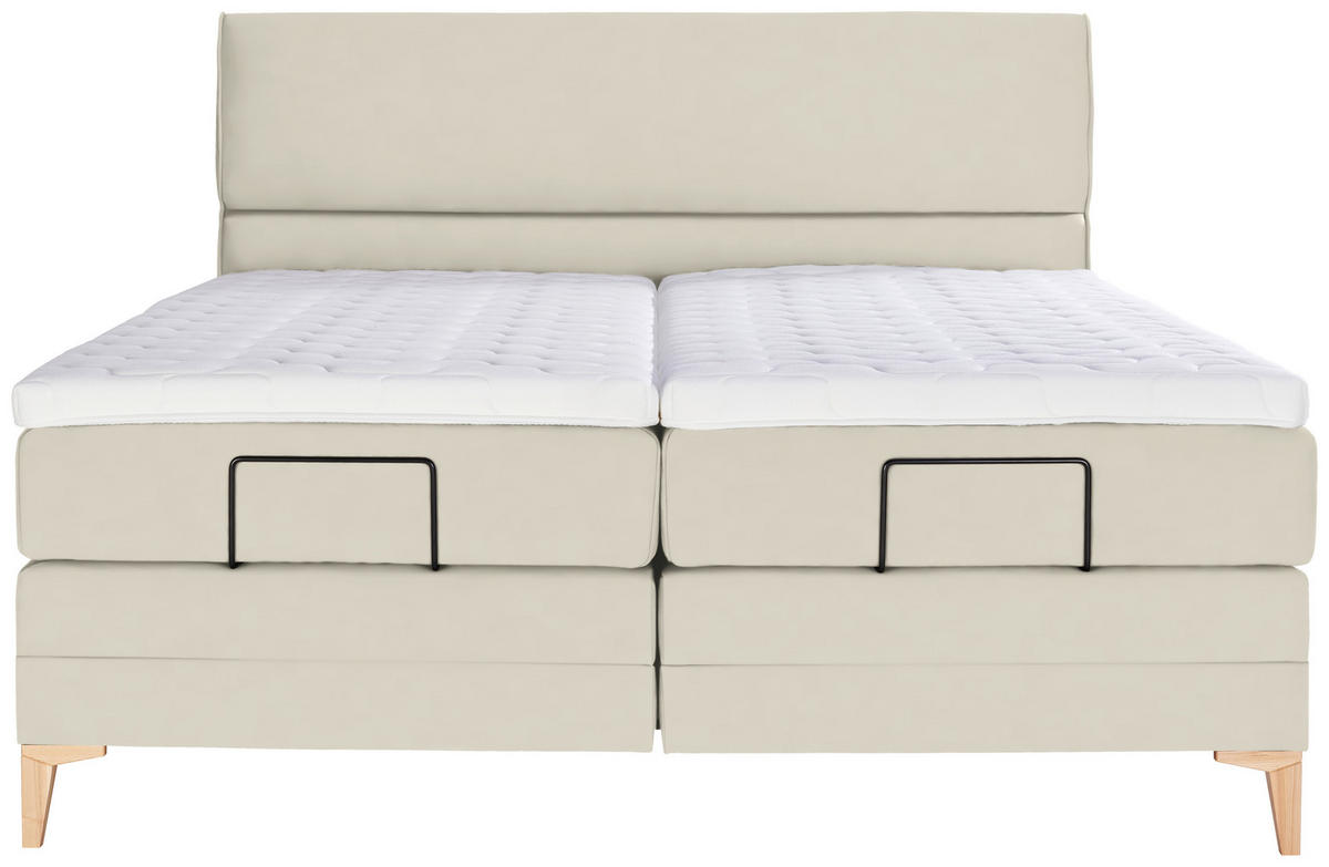 BOXSPRINGBETT 180/200 cm  in Hellgrau  - Eichefarben/Hellgrau, Konventionell, Holz/Textil (180/200cm) - Voleo