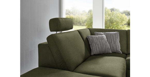 ECKSOFA in Mikrofaser Dunkelgrün 242/275 cm - Dunkelgrün/Alufarben, Design, Textil/Metall (242/275cm) - Dieter Knoll