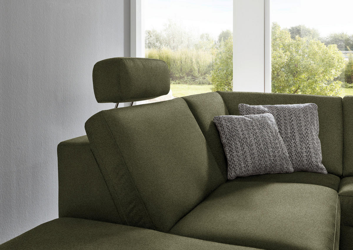 ECKSOFA in Mikrofaser Dunkelgrün  - Dunkelgrün/Alufarben, Design, Textil/Metall (242/275cm) - Dieter Knoll