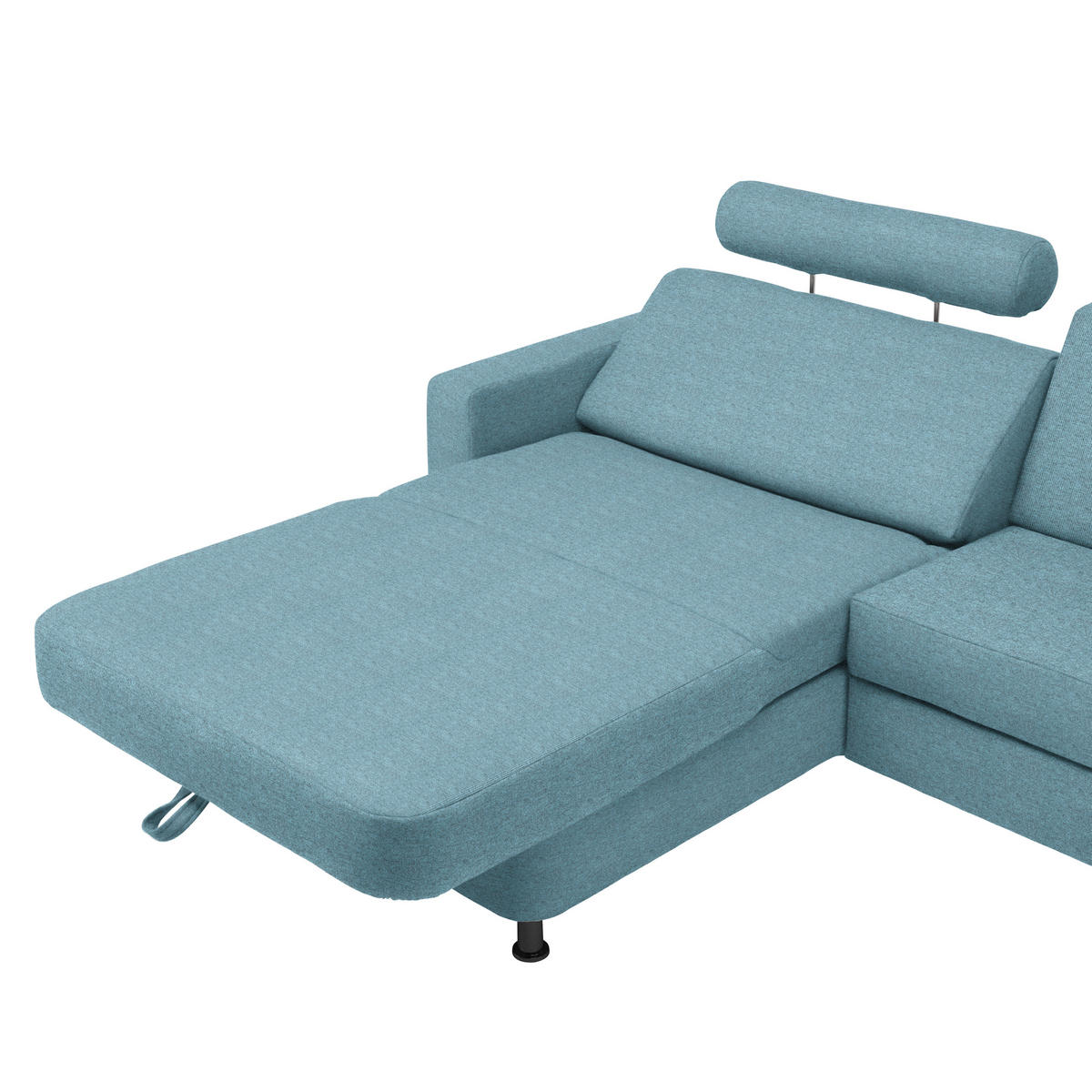 ECKSOFA in Webstoff Hellblau  165/257 cm  - Schwarz/Hellblau, Design, Kunststoff/Textil (165/257cm) - Xora