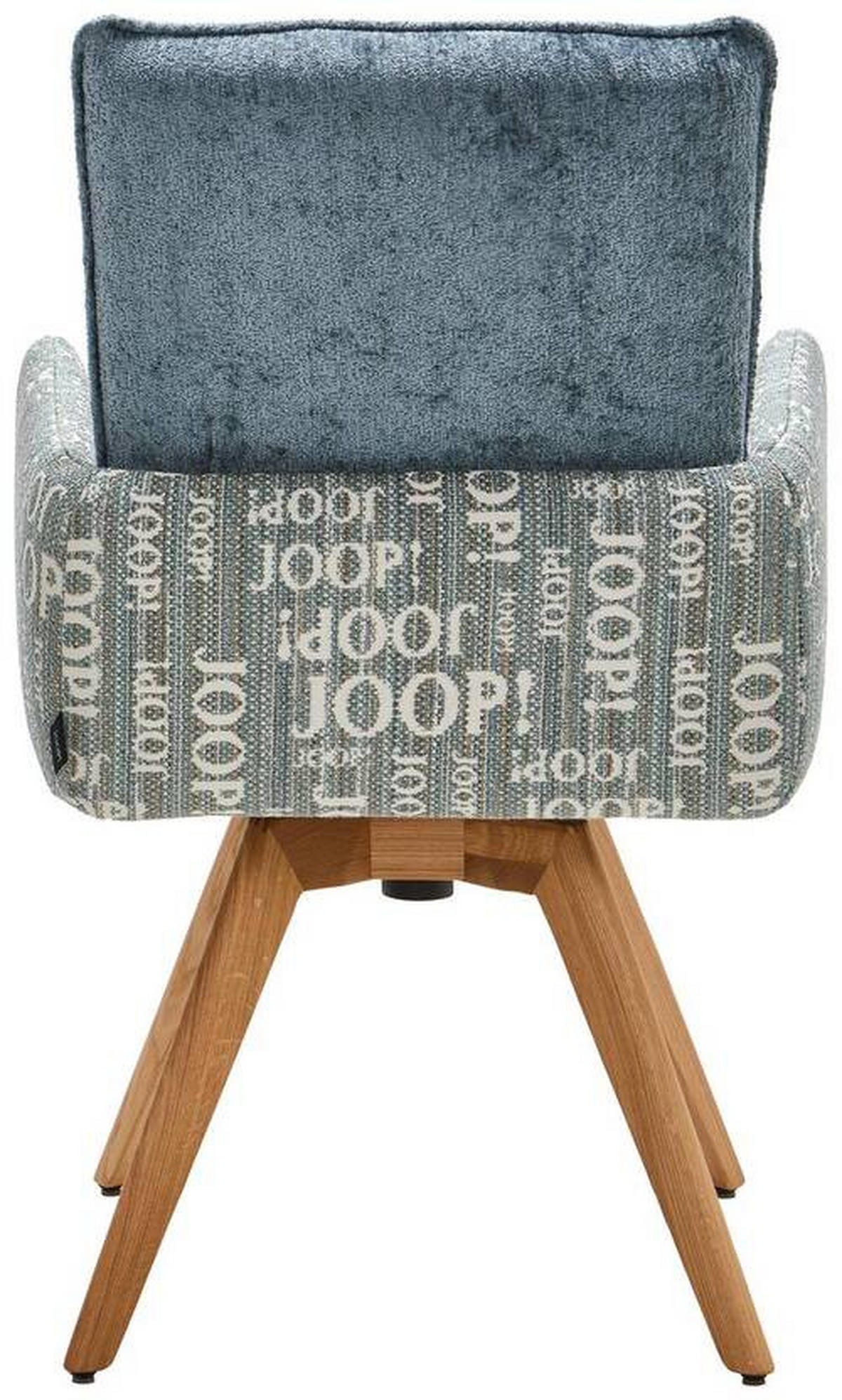 ARMLEHNSTUHL  in Chenille, Flachgewebe  - Graublau/Eichefarben, Design, Holz/Textil (59/91/64cm) - Joop!