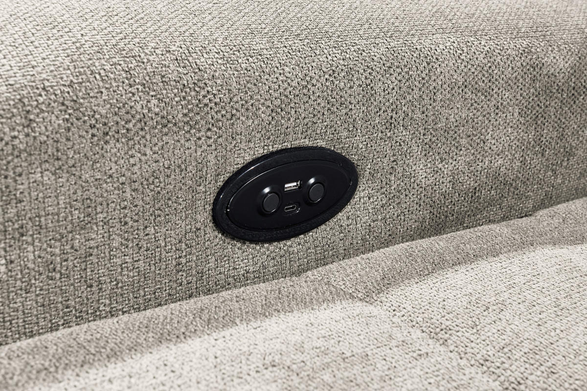 ECKSOFA in Webstoff Grau  - Schwarz/Grau, Konventionell, Kunststoff/Textil (282/200cm) - MID.YOU