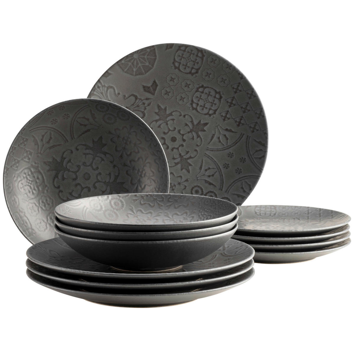 TAFELSERVICE 12-teilig  - Schwarz, Basics, Keramik - Mäser