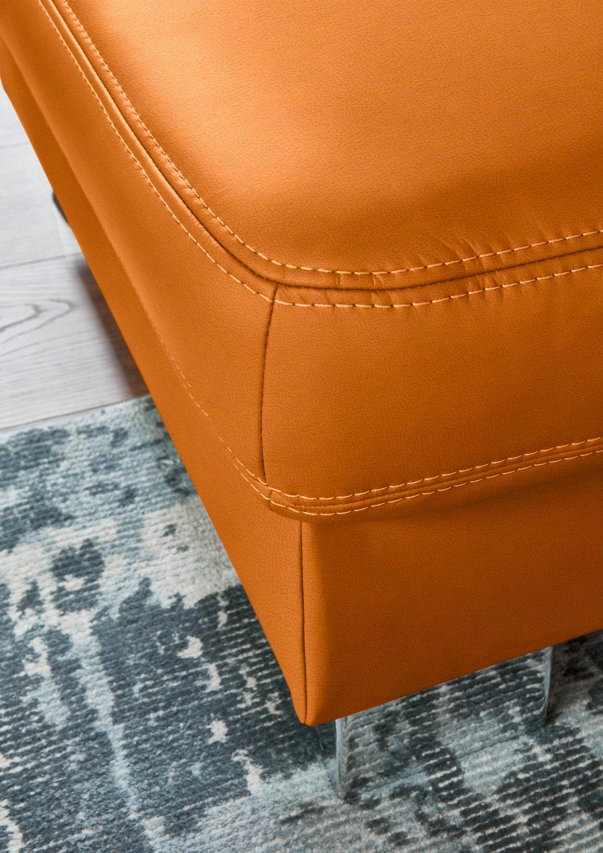 ECKSOFA  in Echtleder Orange  235/248 cm  - Alufarben/Orange, Design, Leder/Metall (235/248cm) - Beldomo Premium