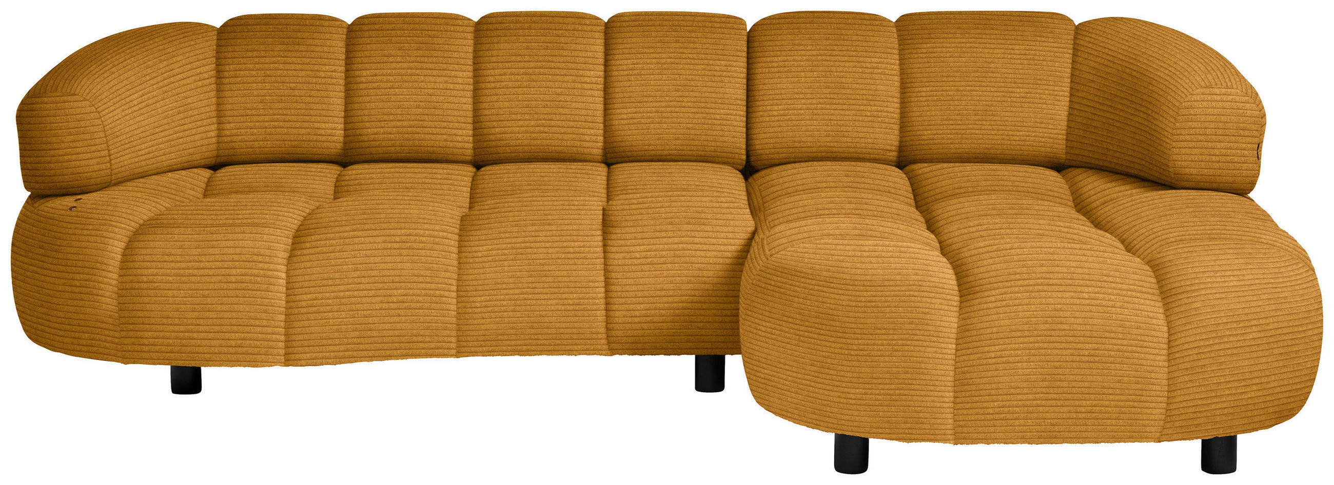 ECKSOFA in Cord, Velours Currygelb  284/183 cm  - Currygelb/Schwarz, Design, Holz/Textil (284/183cm) - Welnova