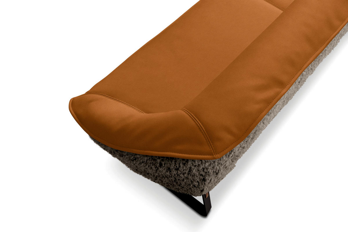 SITZBANK Textil, Leder Braun, Rostfarben  - Rostfarben/Schwarz, Design, Leder/Holz (229/88/80cm) - Koinor