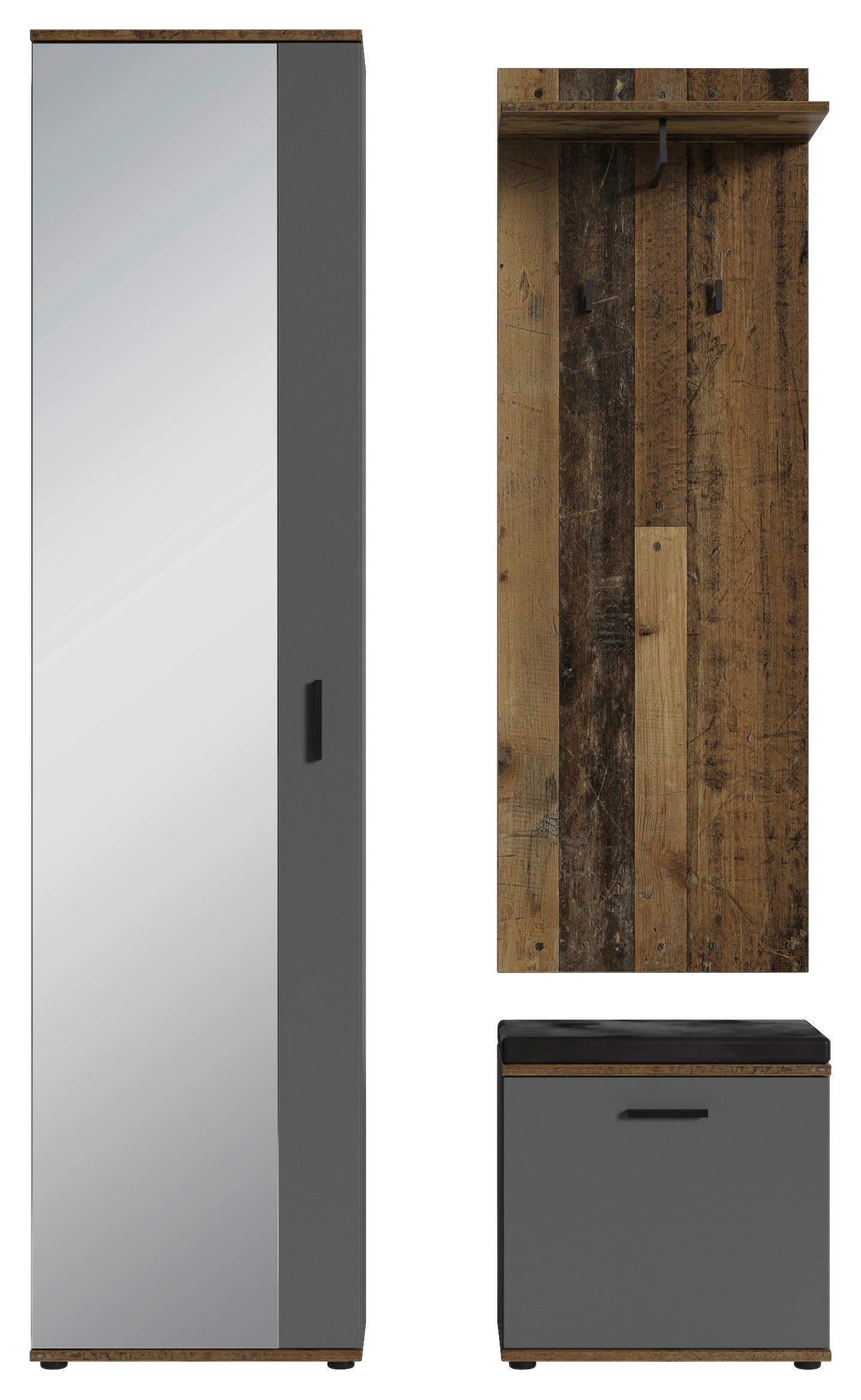 Garderobe Jakob 4-Teilig Anthrazit/Alteiche B: 49 cm