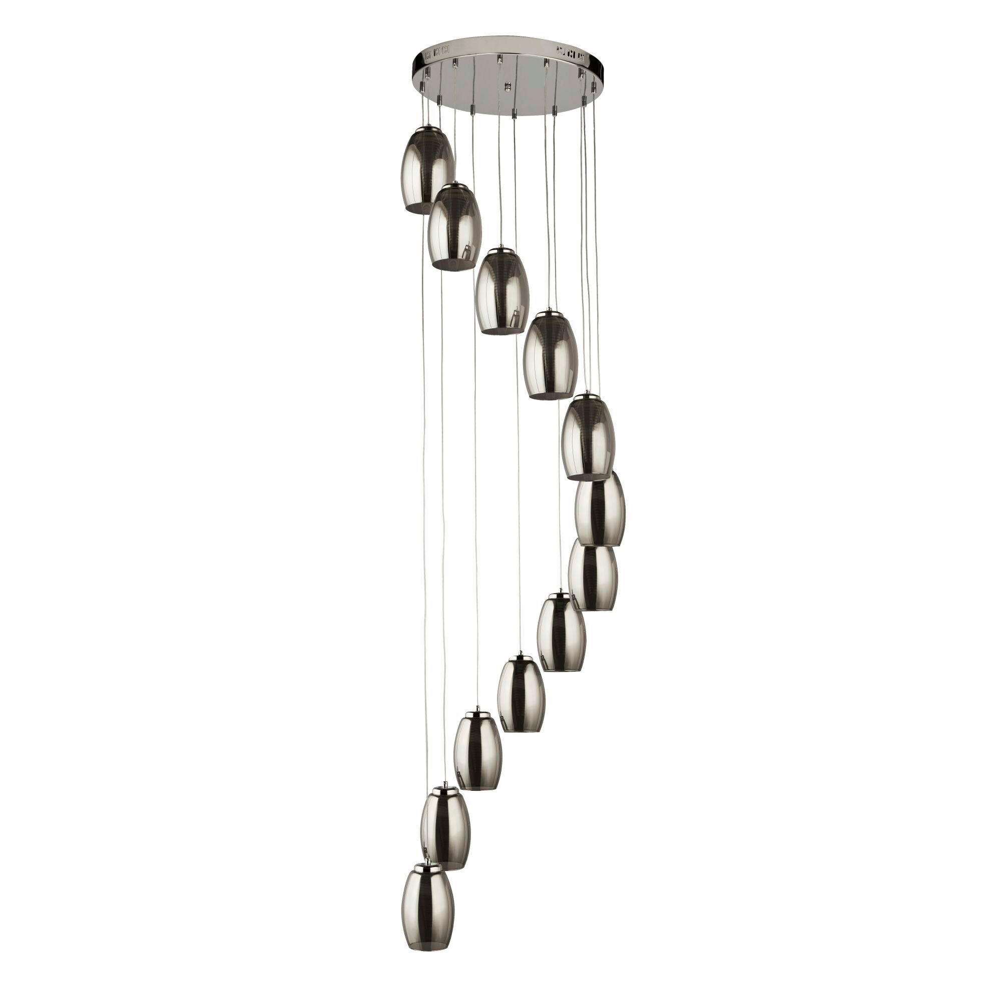 VISEČA NIHALNA LED-SVETILKA Cyclone 63 W/1705 lm/3000 K/220-240 V/ - barve kroma, Design, kovina/steklo (52/200cm)
