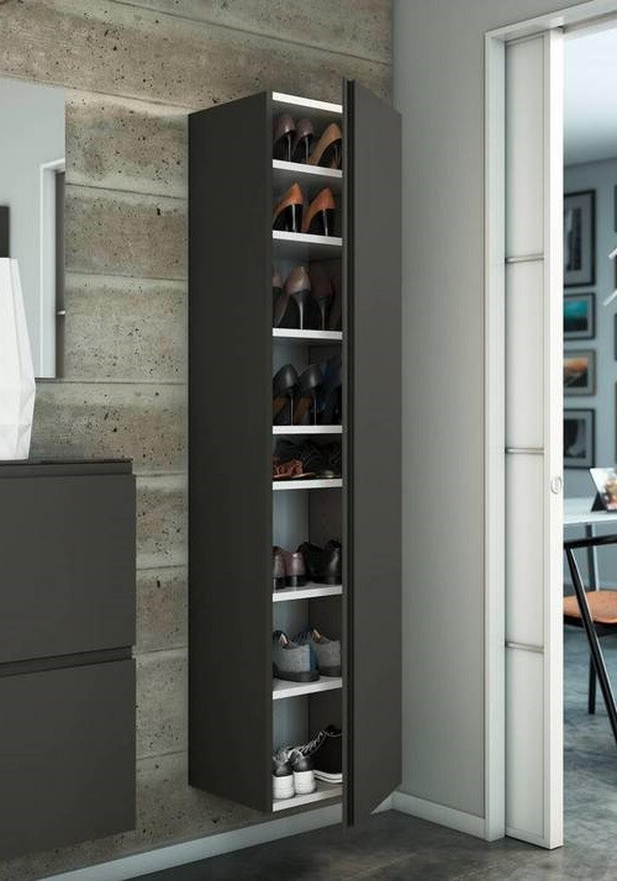 GARDEROBENSCHRANK Gardasee  in 40/165/33 cm  - Anthrazit, Design, Holzwerkstoff (40/165/33cm) - Moderano