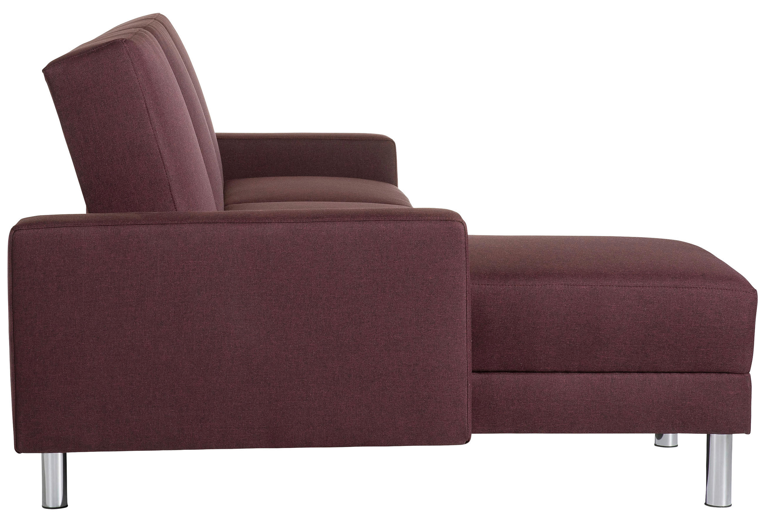 Eckschlafsofa mit Hocker Flachgewebe Dunkelrot  - Chromfarben/Dunkelrot, KONVENTIONELL, Textil/Metall (152/230cm) - Max Winzer
