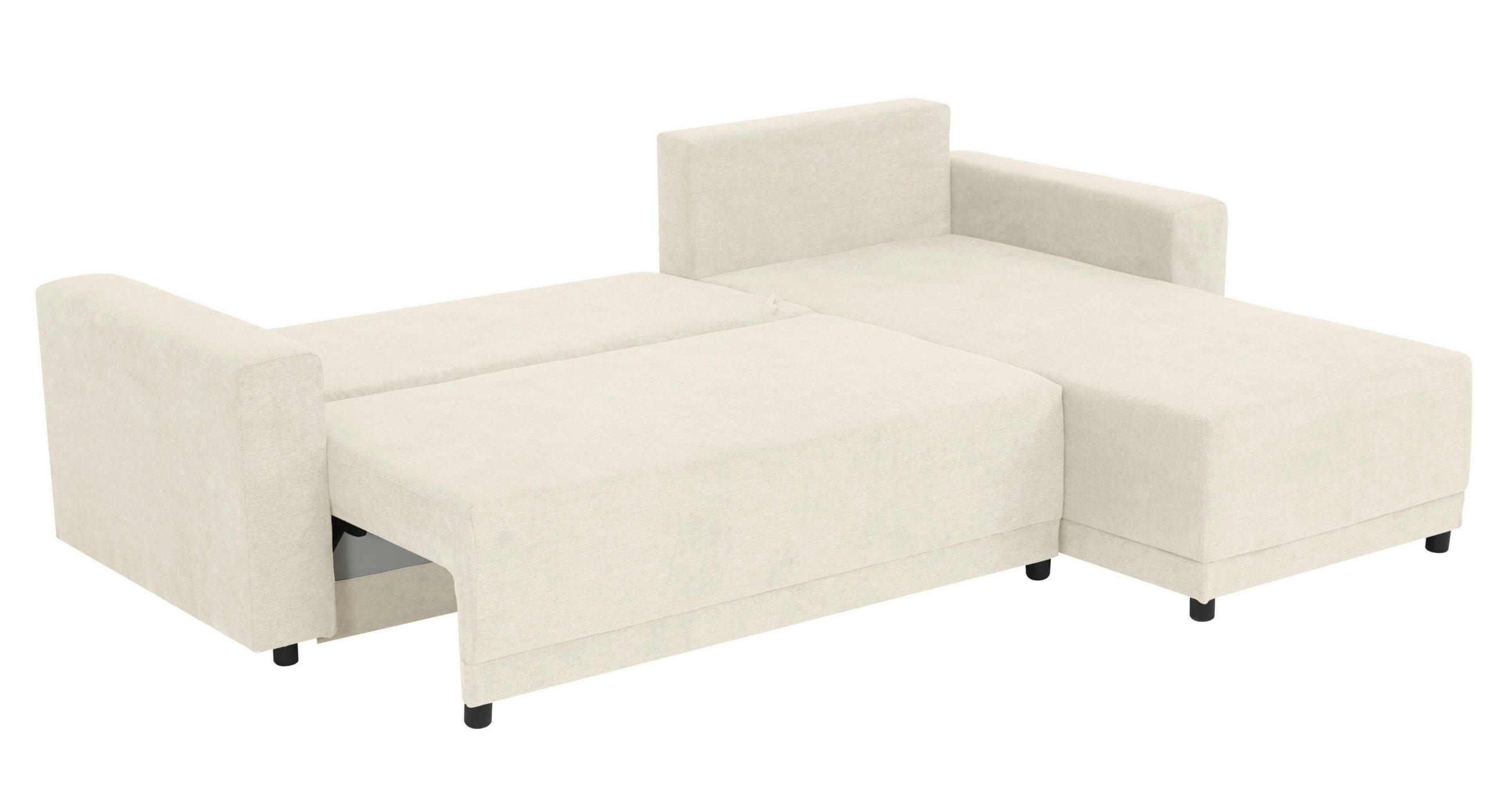 ECKSOFA in Mikrofaser Creme  178/248 cm  - Creme/Schwarz, Design, Kunststoff/Textil (178/248cm) - MID.YOU