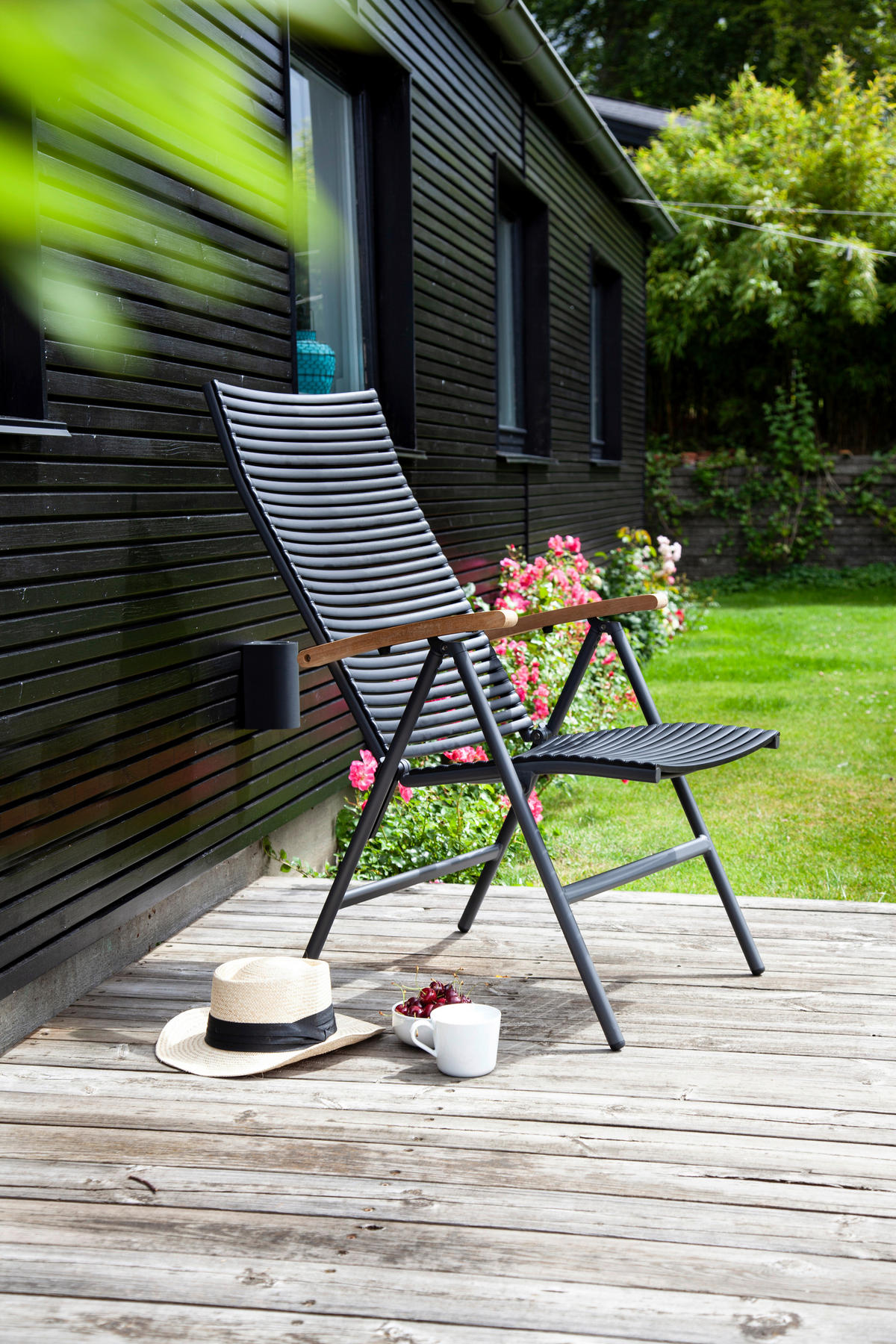 GARTENSTUHL Anthrazit, Schwarz, Teakfarben  - Anthrazit/Schwarz, KONVENTIONELL, Holz/Kunststoff (60/111/72cm) - Gardenson