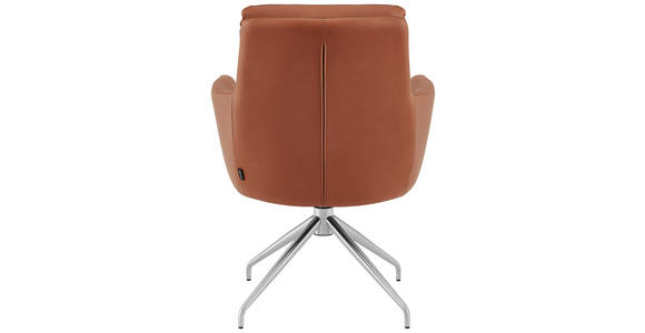 ARMLEHNSTUHL in Edelstahl Mikrofaser - Edelstahlfarben/Cognac, Design, Textil/Metall (62/89,5/65cm) - Novel