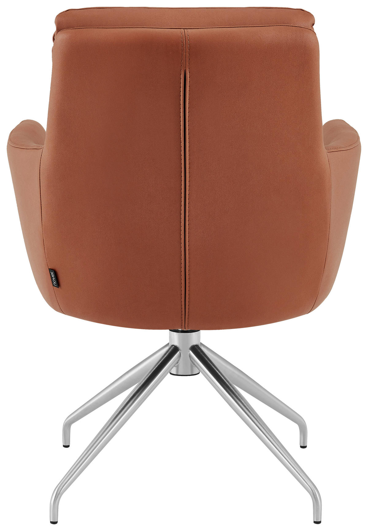 ARMLEHNSTUHL  in Edelstahl Mikrofaser  - Edelstahlfarben/Cognac, Design, Textil/Metall (62/89,5/65cm) - Novel