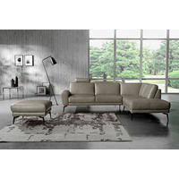 ECKSOFA SPRING Grau Echtleder  - Schwarz/Grau, Design, Leder/Metall (273/250cm) - Livetastic