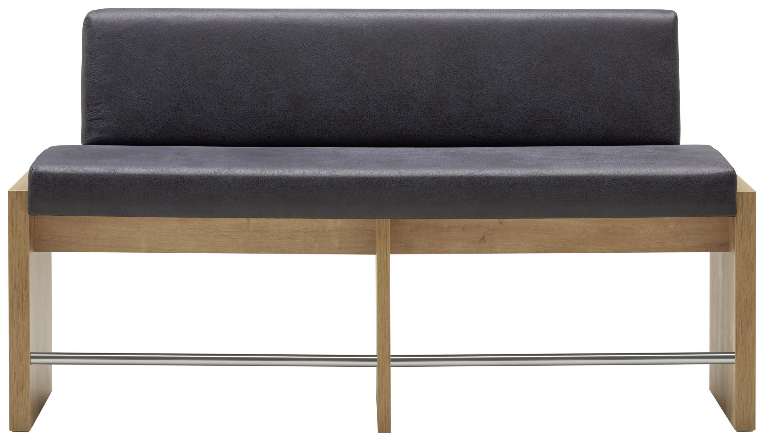SITZBANK in Metall, Textil, Holzwerkstoff Fichtefarben, Edelstahlfarben, Dunkelblau  - Fichtefarben/Edelstahlfarben, KONVENTIONELL, Holzwerkstoff/Textil (180/84/62cm) - Linea Natura