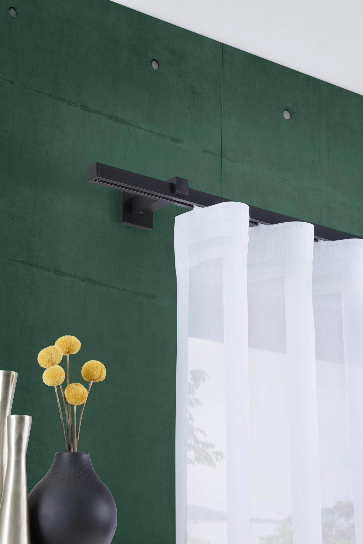 ZÁVESOVÁ TYČ S PRÍSLUŠENSTVOM 120 cm - čierna, Design, kov (120cm) - Homeware