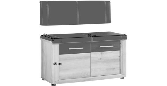 GARDEROBENBANK 90/45/42 cm - Dunkelgrau/Buchefarben, KONVENTIONELL, Holzwerkstoff/Textil (90/45/42cm) - Voleo